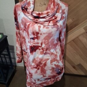 Westbound Floral Cowl Neck Sweater - Red and White